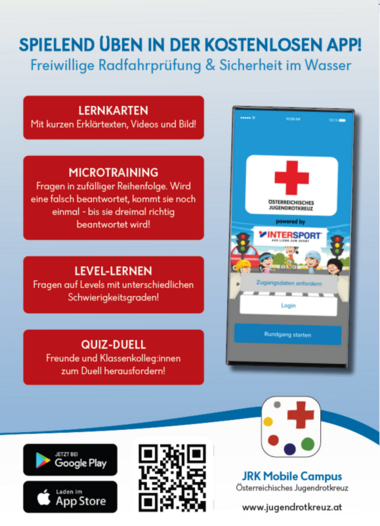 Plakat mit Screenshot der Sicher im Wasser App