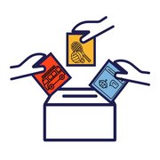 Box in die drei unterschiedlich farbige Zettel eingeworfen werden