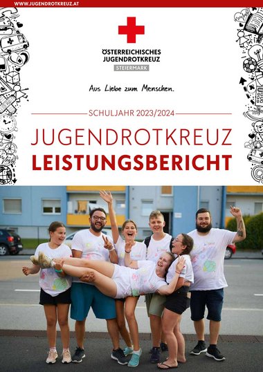Titelbild des Leistungsberichts 2023-2024 des Jugendrotkreuz Steiermark