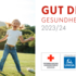 Bild Gut Drauf Gesundheitspreis 2023/24: Links ein Foto von drei Kindern, rechts der bezeichnende Schriftzug