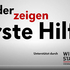 Ein Bild mit dem Schriftzug "Kinder zeigen Erste Hilfe"